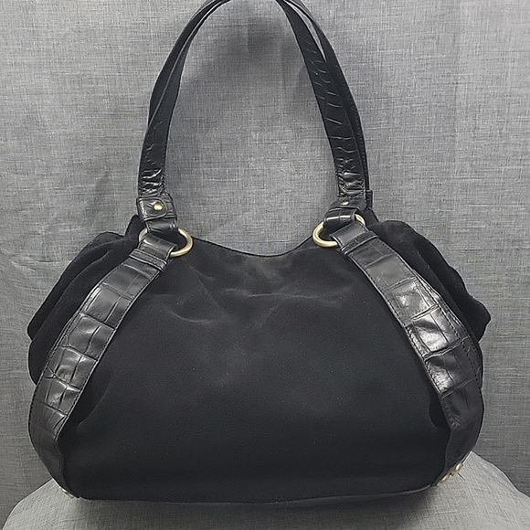 Donald J Pliner "Tahoe" Black Suede Leather Hobo Satchel Shoulder Bag - Picture 11 of 13